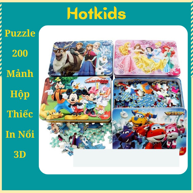 Đồ chơi xếp hình puzzle 200 mảnh hộp thiếc in dập nổi/ tranh ghép hình 200 miếng puzzle/ bộ xếp hình cho bé