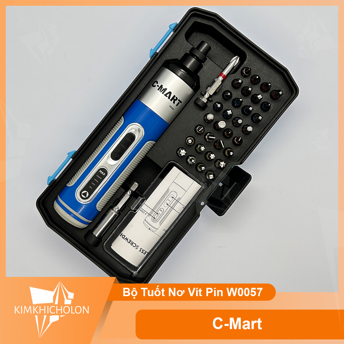 Máy vặn vít dùng pin 36 chi tiết c-mart w0057 ngắt lực điện tử 4 cấp số