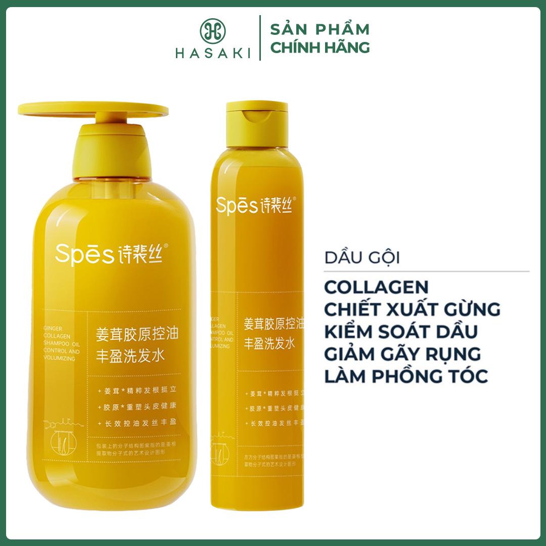 Dầu Gội Spes Chiết Xuất Gừng Kiềm Dầu, Làm Phồng Tóc Ginger Collagen Shampoo Oil Control And Volumizing Hasaki Sản Phẩm Chính Hãng