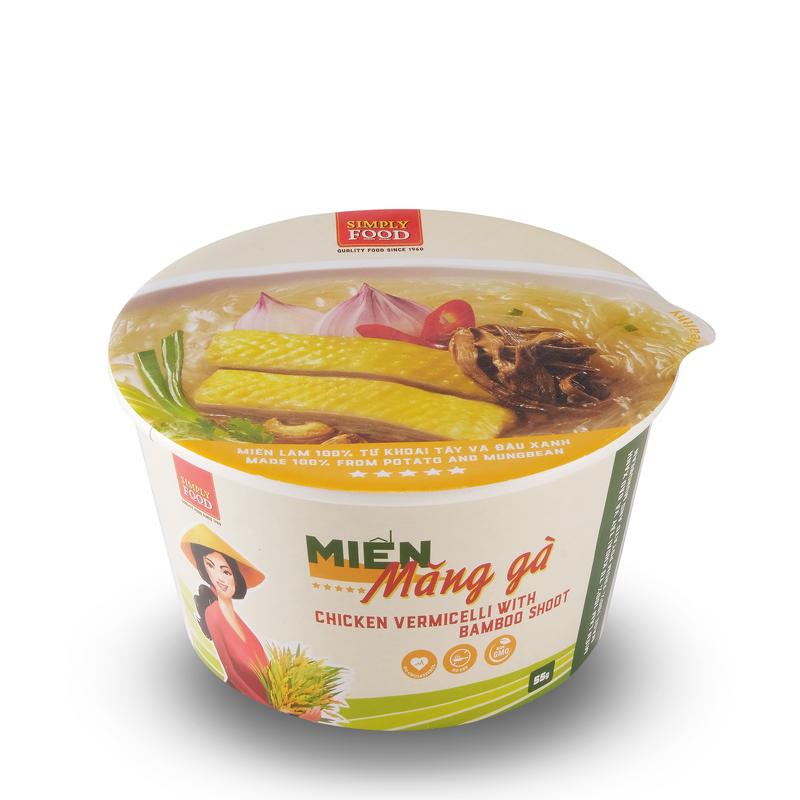 Miến măng gà tô (9 tô) - Chicken and Bamboo Shoot Vermicelli Glass Instant Noodle Bowl - (Pack of 9)