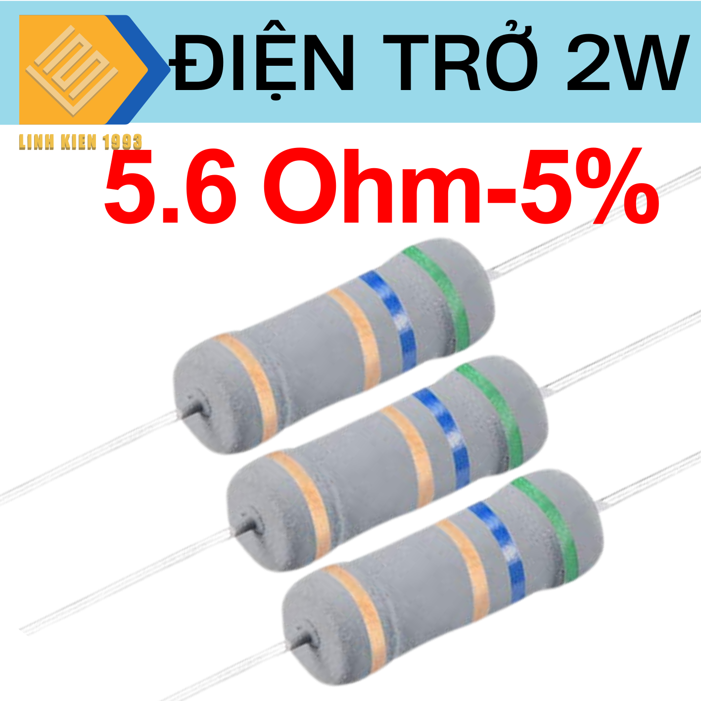 Điện trở 5.6 ohm 2w 5% 4 vòng màu