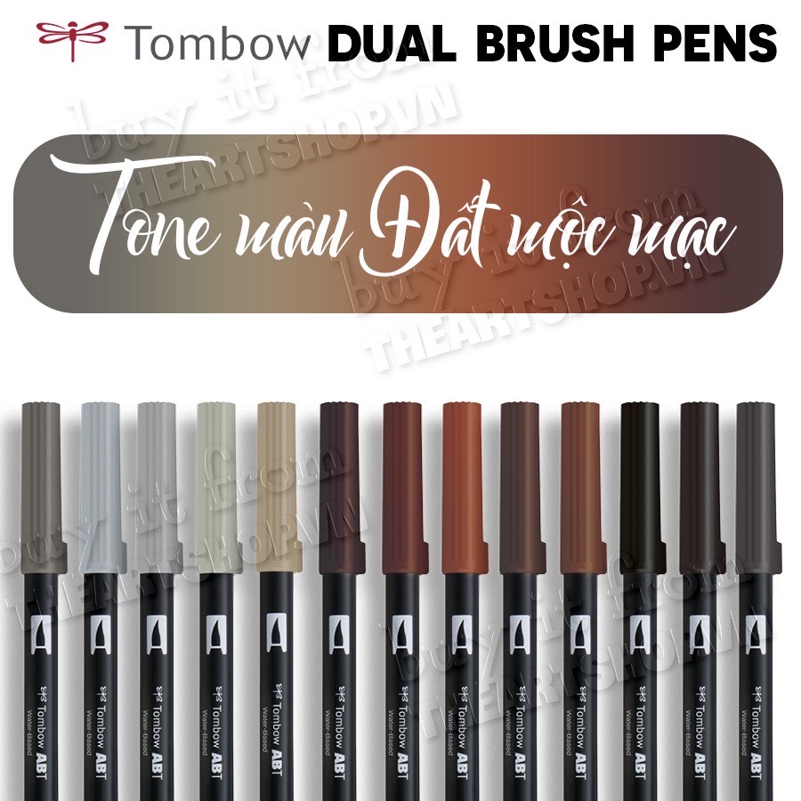[THEARTSHOP] Bút cọ TOMBOW ABT dual brush pens - tone màu Đất mộc mạc
