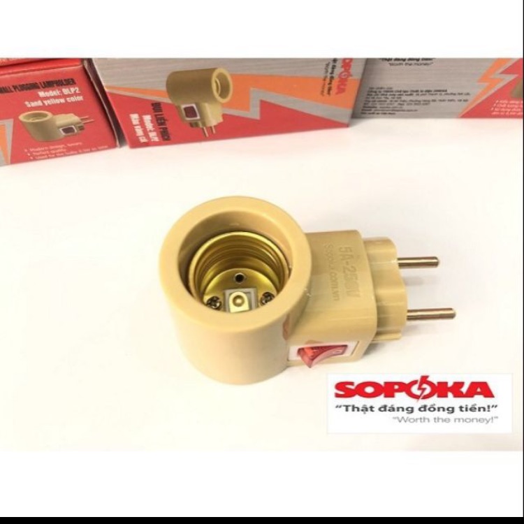 Đui đèn liền phích cắm có công tắc Sopoka