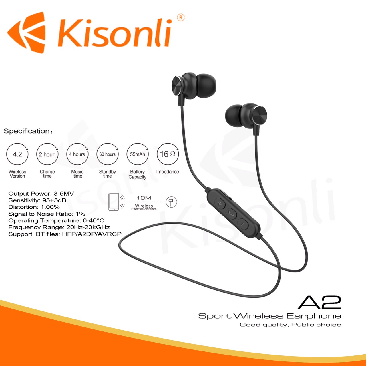 Tai nghe bluetooth thể thao Kisonli A2 chống nước tiêu chuẩn
