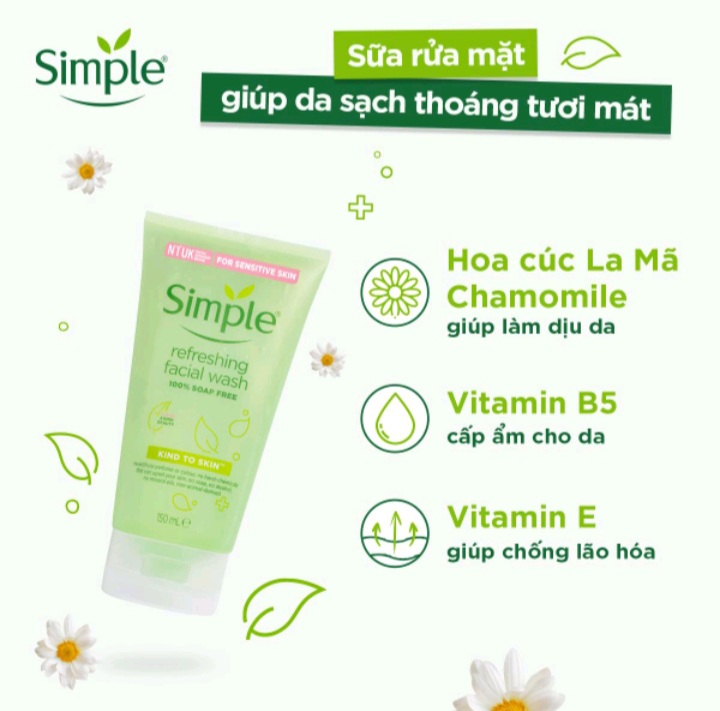 Combo làm sạch simple tẩy trang + sửa rửa mặt + nước hoa hồng