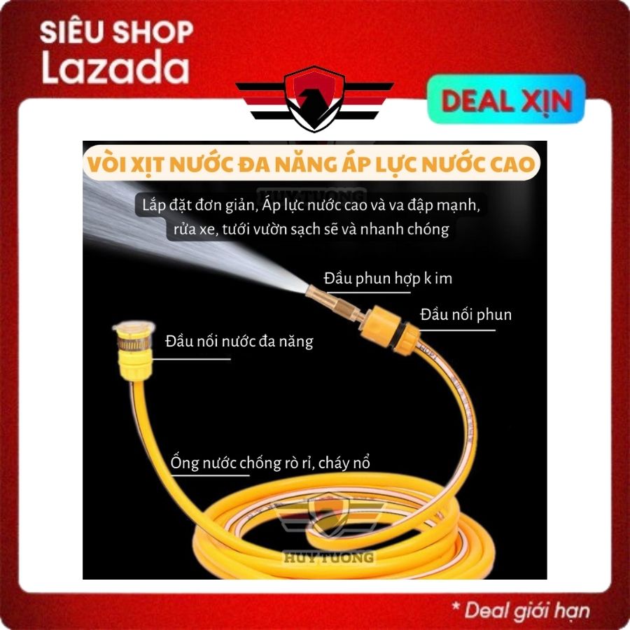 Vòi xịt nước tăng áp, vòi xịt tăng áp rửa xe tưới cây, vòi áp suất cao tưới cây trồng - Huy Tưởng