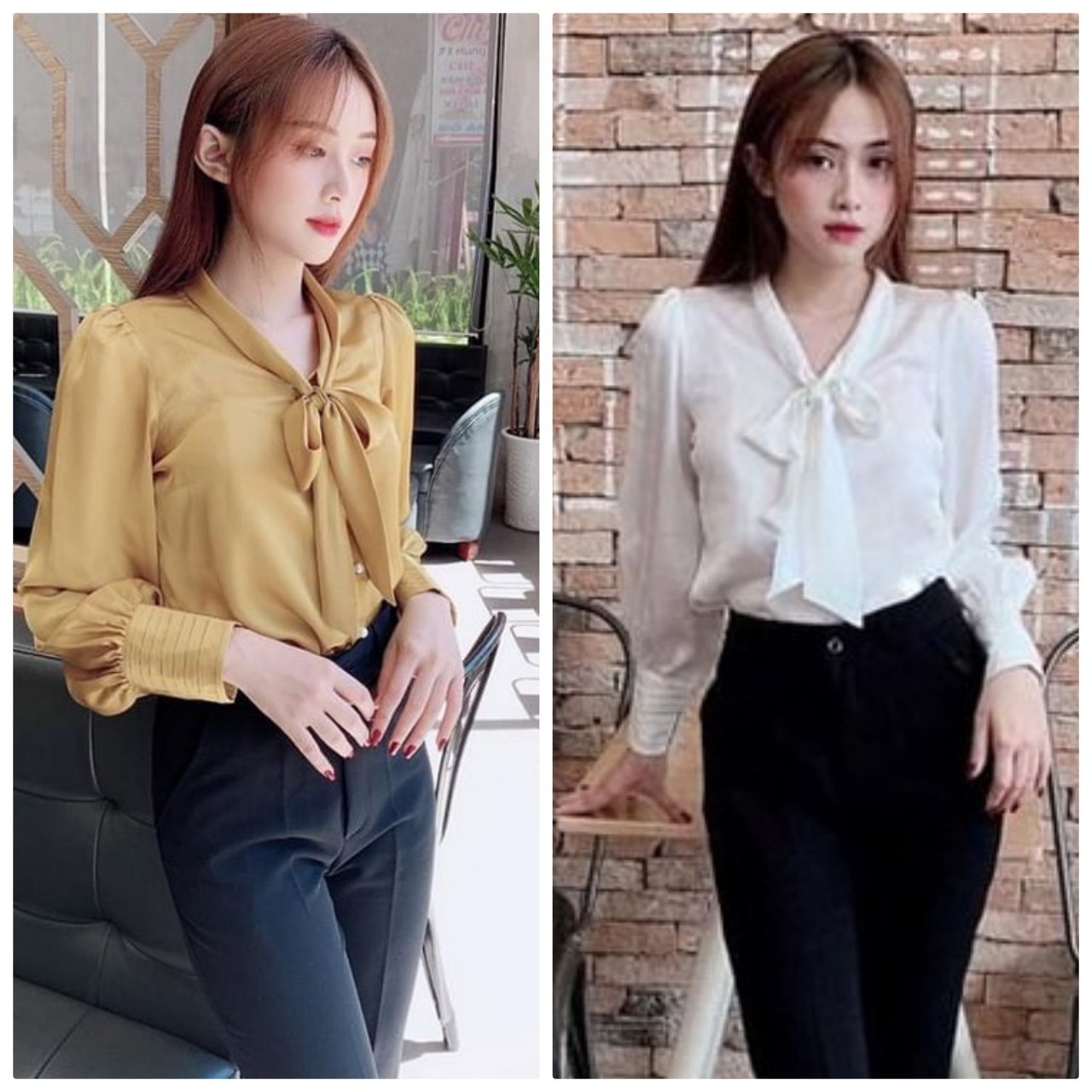 Áo sơ mi cổ nơ tay xếp ly sang trọng NGOCTRANSHOP - NT3330