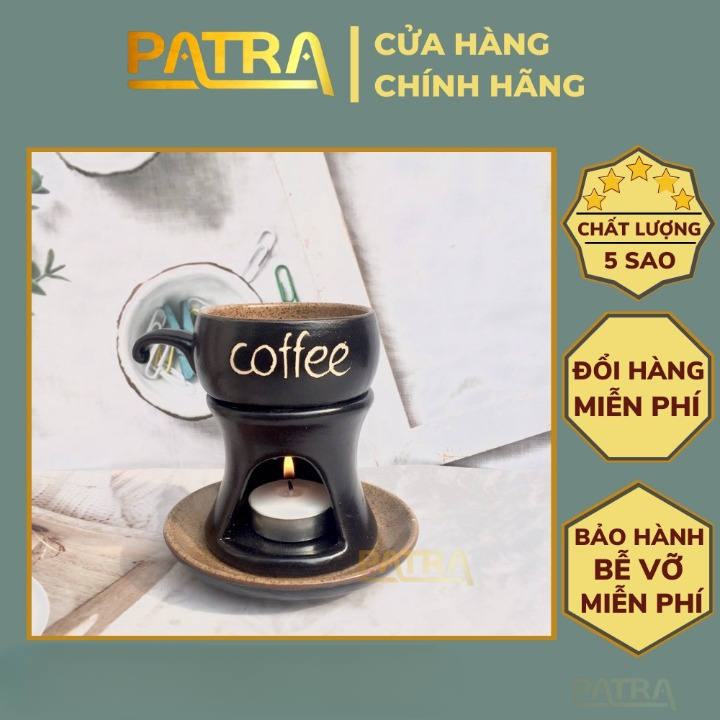 Bộ bếp tách đun hâm nóng cà phê bằng sứ Bát Tràng