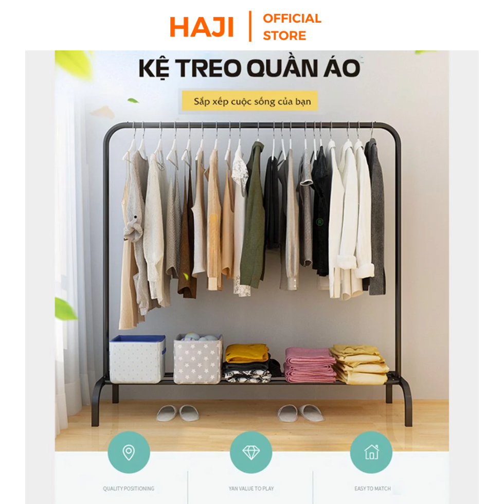 Giá treo quần áo tích hợp kệ giày dép haji khung thép sơn tĩnh điện - gm60