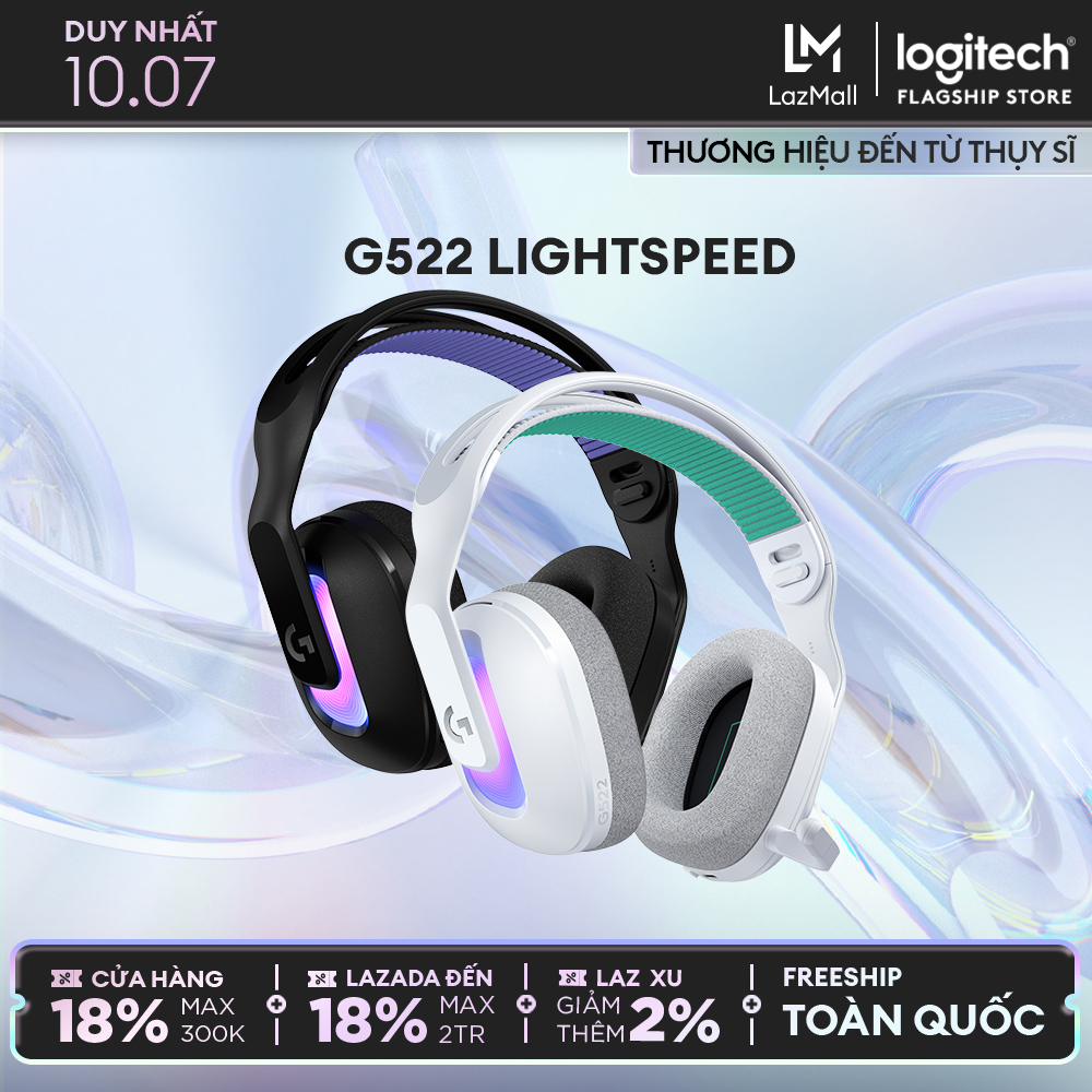 Tai nghe Gaming không dây Logitech G522 LIGHTSPEED - LIGHTSYNC RGB, Kết nối 3 chế độ