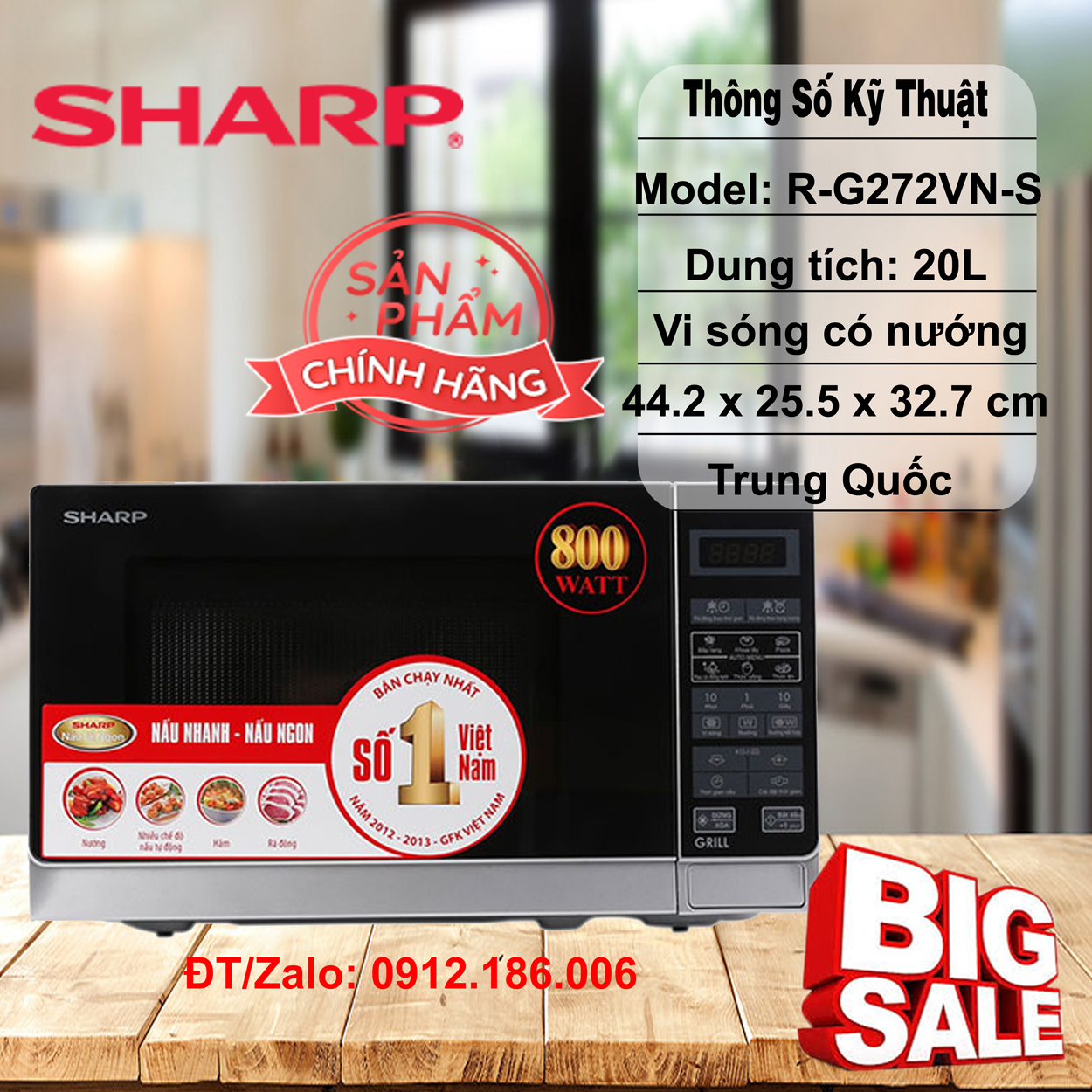 Lò vi sóng điện tử có nướng sharp r-g272vn-s - hàng chính hãng
