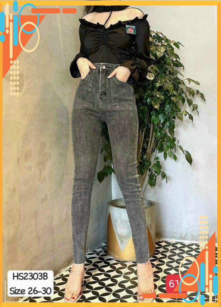 Quần jean nữ lưng cao - quần jean nữ trơn – quần jean nữ 9 tấc co giãn - quần jean nữ ống xuông thời trang cao cấp 96fashion qjn01