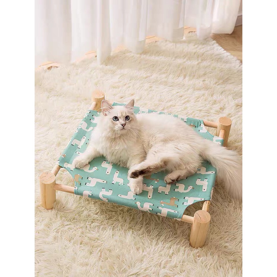 🐩 giường ngủ gỗ cao cấp cho chó mèo, chất liệu cao cấp bền bỉ 2 size to 🐩