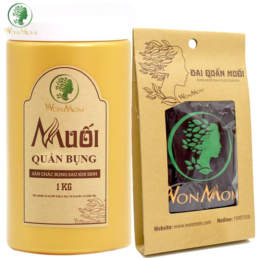 Combo Đai Quấn Muối Giảm Mỡ Bụng Và Hộp 1kg Muối Thảo Mộc, Săn Chắc Vòng Bụng Sau Sinh, Tan Mỡ, Xóa Mờ Vết Thâm, Rạn Da, Giữ Ẩm Cơ Thể Chính Hãng WONMOM