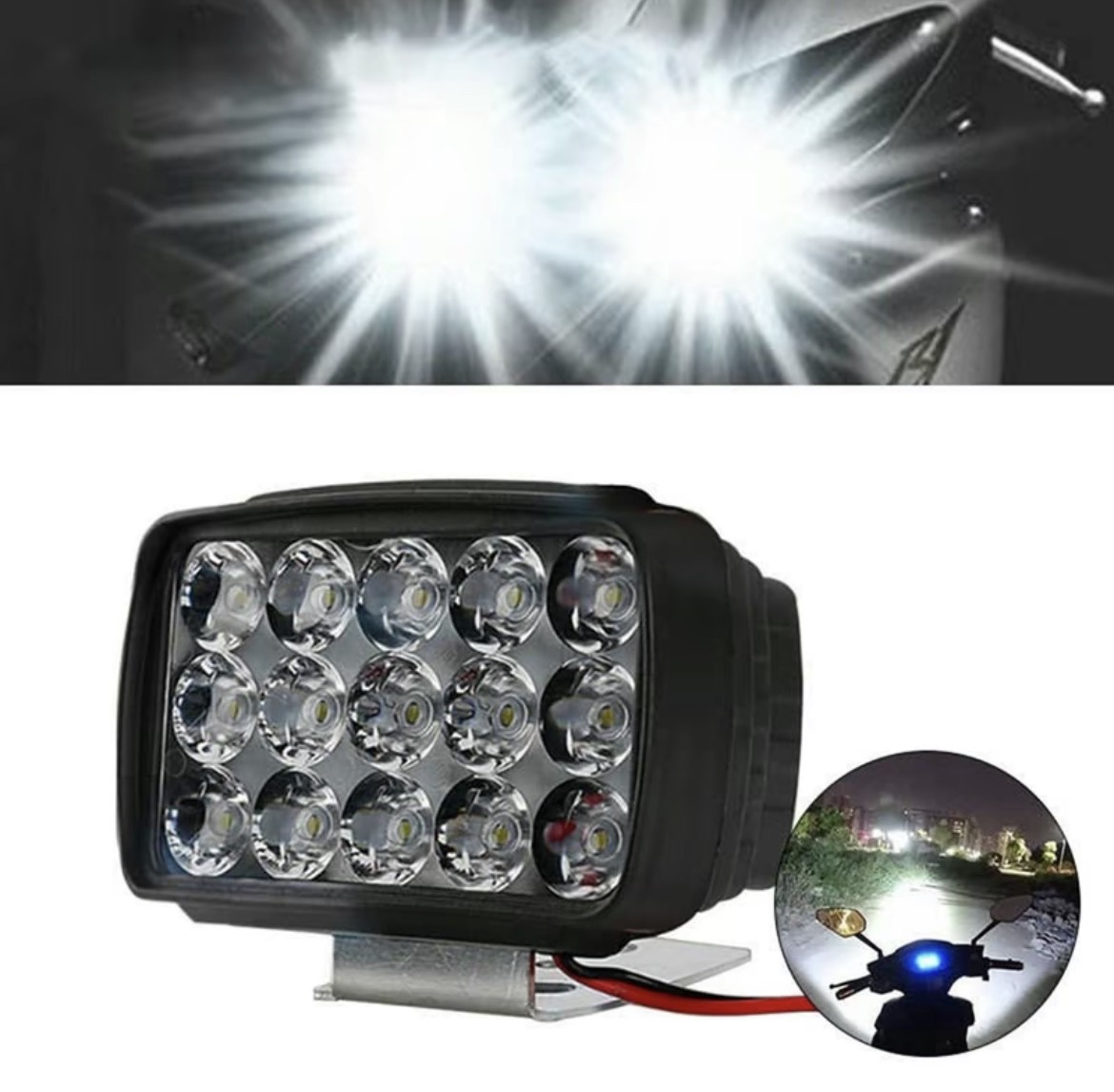 Đèn pha led siêu sáng l6 30w 15 led, đèn led trợ sáng cho xe máy, mô tô, xe đạp điện, xe ba gác đèn chiếu sương mù chống nước