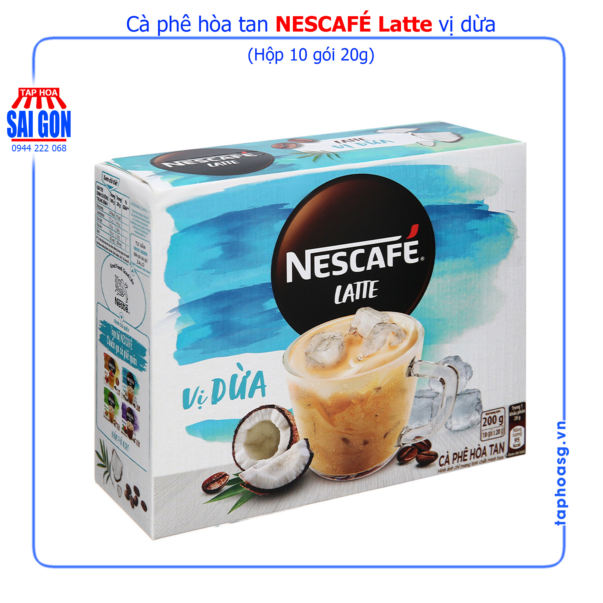 Cà phê hòa tan NesCafé Latte vị dừa hộp 200g mang hương vị nhiệt đới thơm ngon đúng điệu