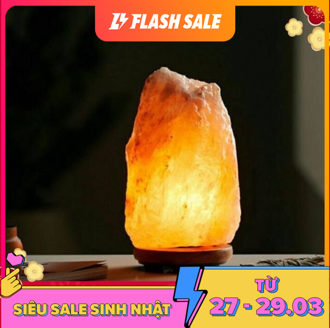 Đèn đá muối Himalaya tự nhiên nhập khẩu chính hãng, thanh lọc không khí - hút tài lộc - vượng phong thủy, hạn chế bức xạ từ thiết bị điện tử