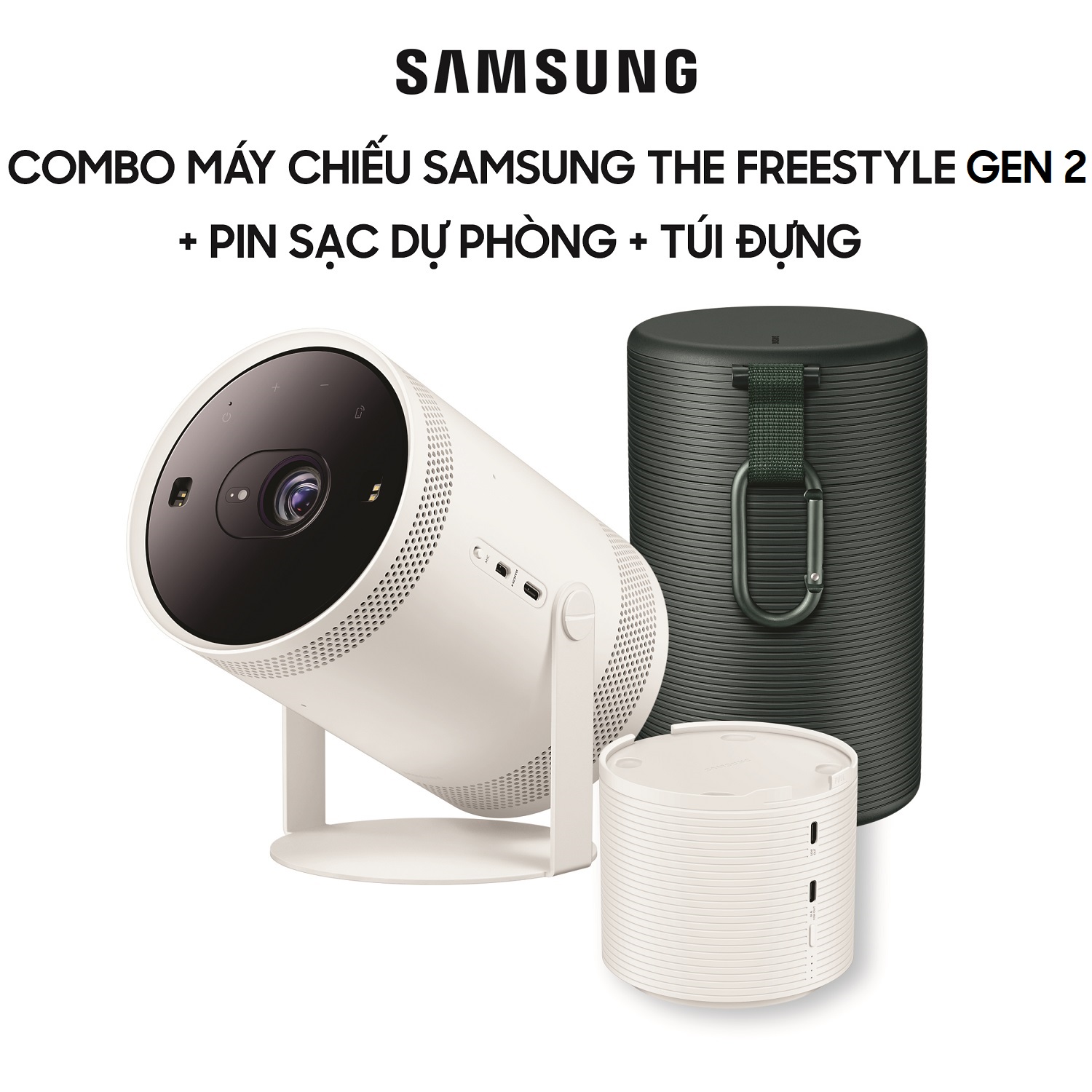 Máy chiếu Samsung The Freestyle Gen 2 + Pin Sạc Dự Phòng + Túi đựng Freestyle - Hàng Chính Hãng