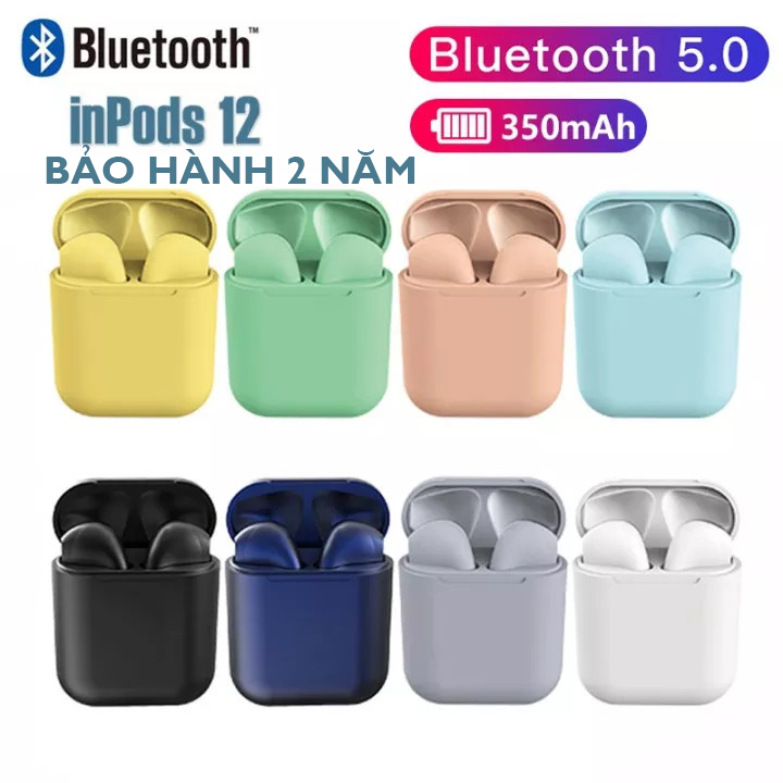 Tai Nghe Bluetooth Mini inpods I12 TWS V5.0 Nút Cảm Ứng, Có Pop-Up, Tương Thích Với Các Dòng Smartphone, Tích Hợp Mic Nói Chuyện Điện Thoại, Đi Kèm Dock Sạc Dự Phòng, Âm Bass Sống Động