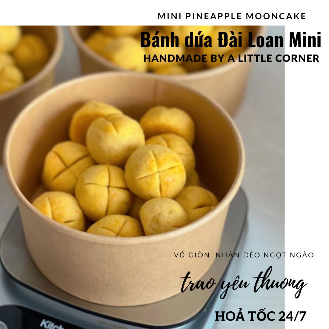 Bánh khóm núng nính handmade nhân dứa dẻo sánh siêu ngon mooncake mini Đài Loan