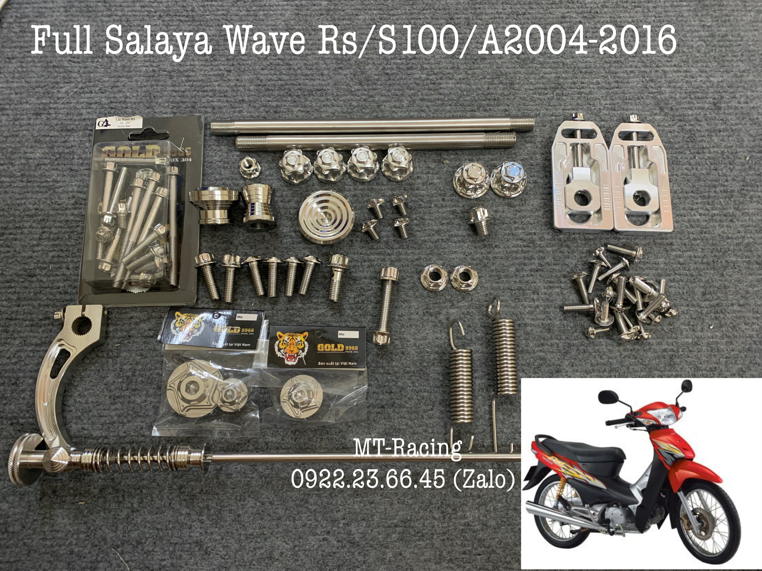 Full Ốc Salaya Cho Wave Rs, Wave S100, Wave A100 2004-2016 Chuẩn Inox304 Siêu Sáng Không Sét ( Có Bảo Hành)