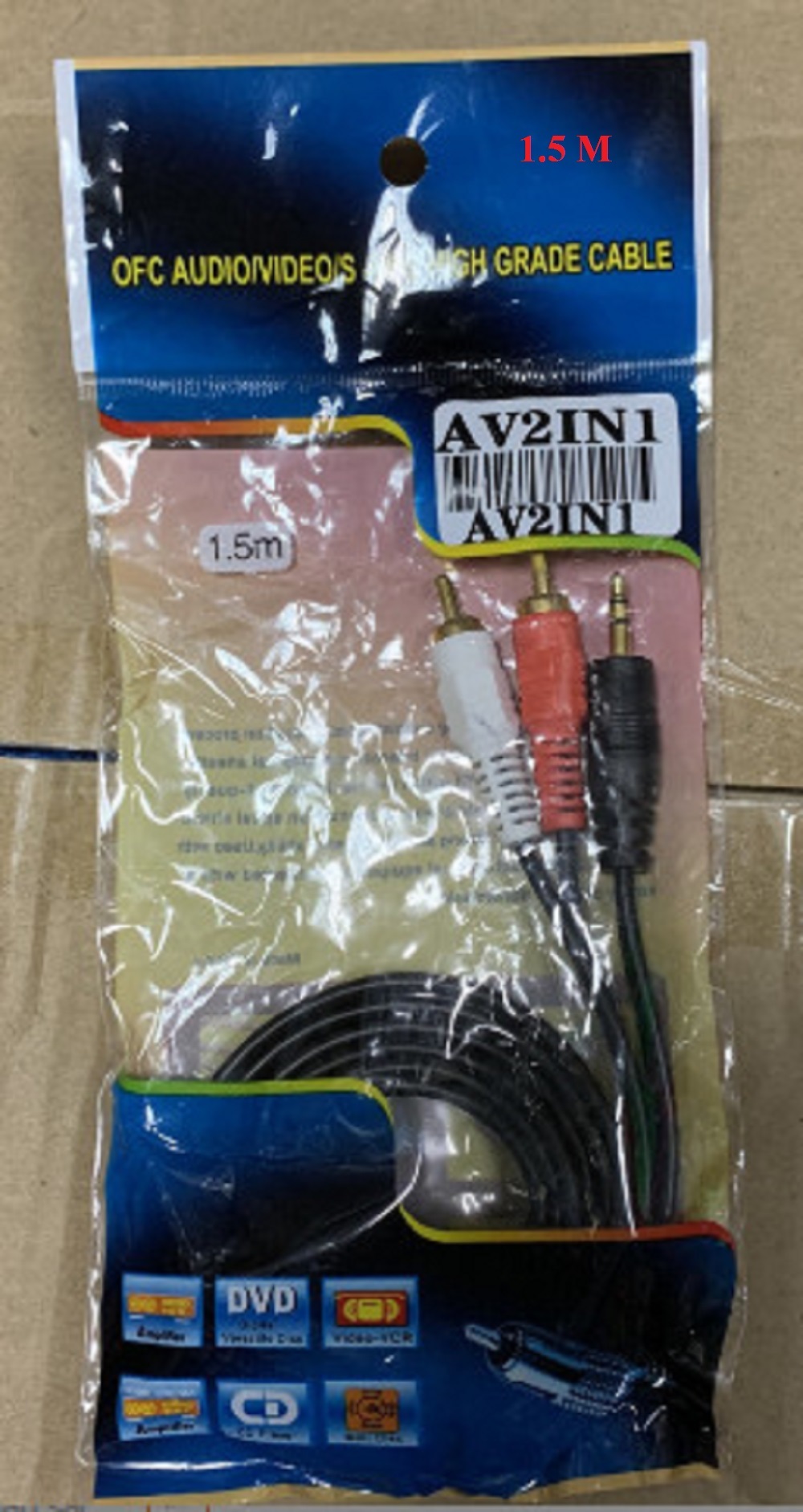 Cáp loa 1 cổng 3.5mm ra 2 hoa sen av dài 1,5m, 3m, 5m 23a cáp loa hoa sen