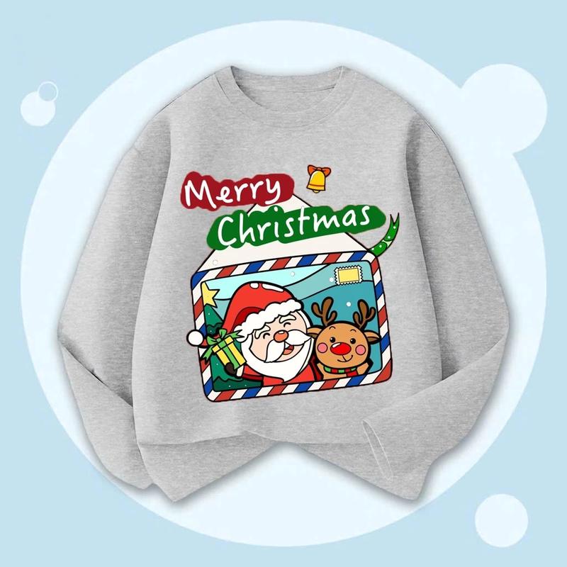Áo Thun Dài Tay Cho Bé 10-53kg, Hình Bức Thư Ông Già Noel Và Tuần Lộc Cực Yêu Khi Mặc Vào Giáng Sinh
