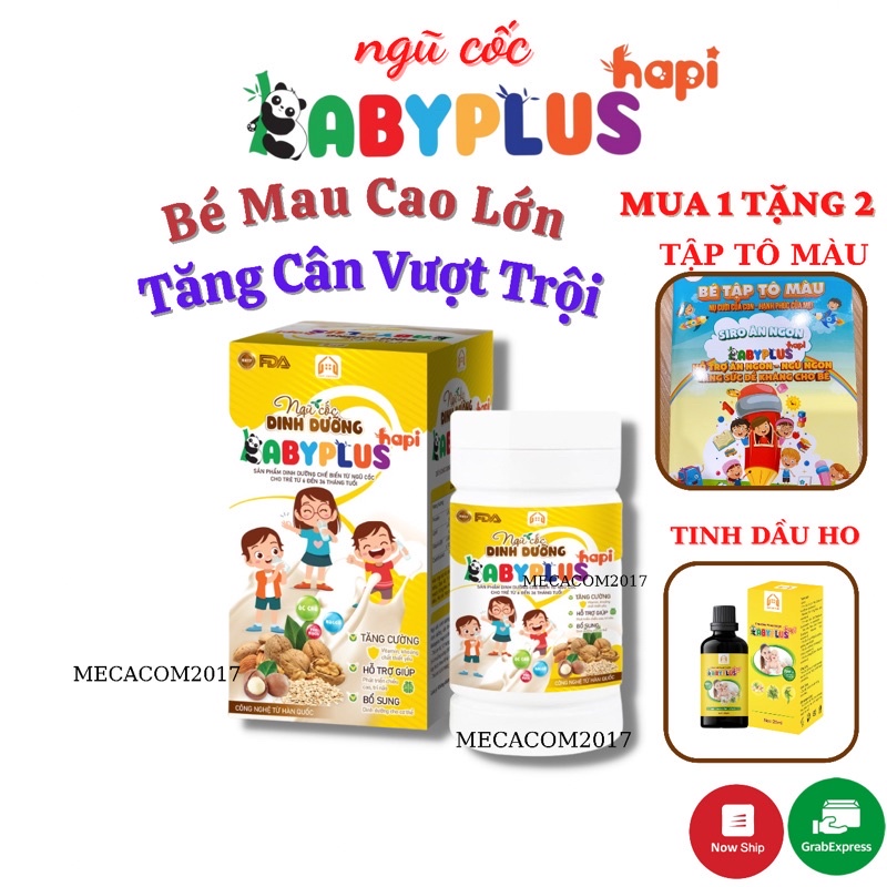 [MUA 1 TẶNG 2] Ngũ Cốc Dinh Dưỡng Babyplus - Hapi, Giúp Tăng Cân, Tăng Chiều Cao ,Vitamin, Hết Táo Bón (Tặng Kèm Tinh Dầu Giảm Ho ,Cảm)