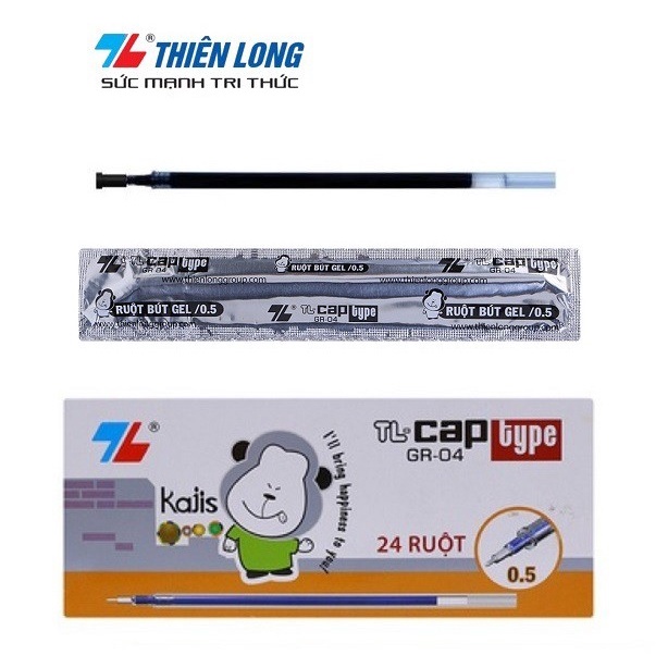 Combo 5 cây ruột bút gel thiên long gr-04 ngòi 0.5mm