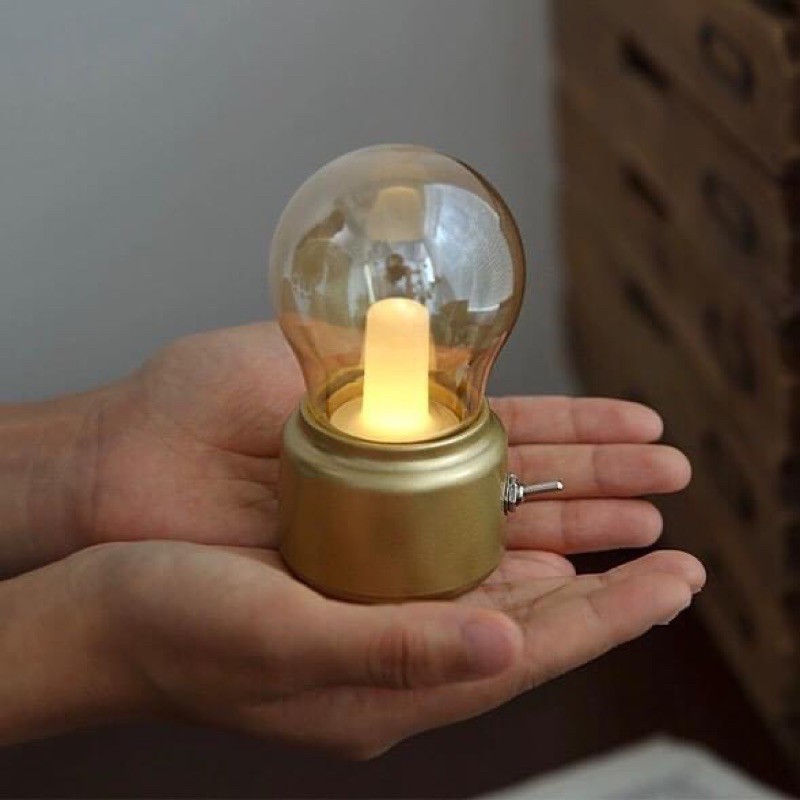 Đèn Ngủ Bóng Đèn ❤-Ảnh Thật Đèn Trang Trí Decor Để Bàn Sử Dụng Pin Sạc Với Ánh Sáng Cổ Điển Tạo Không Gian Ấm