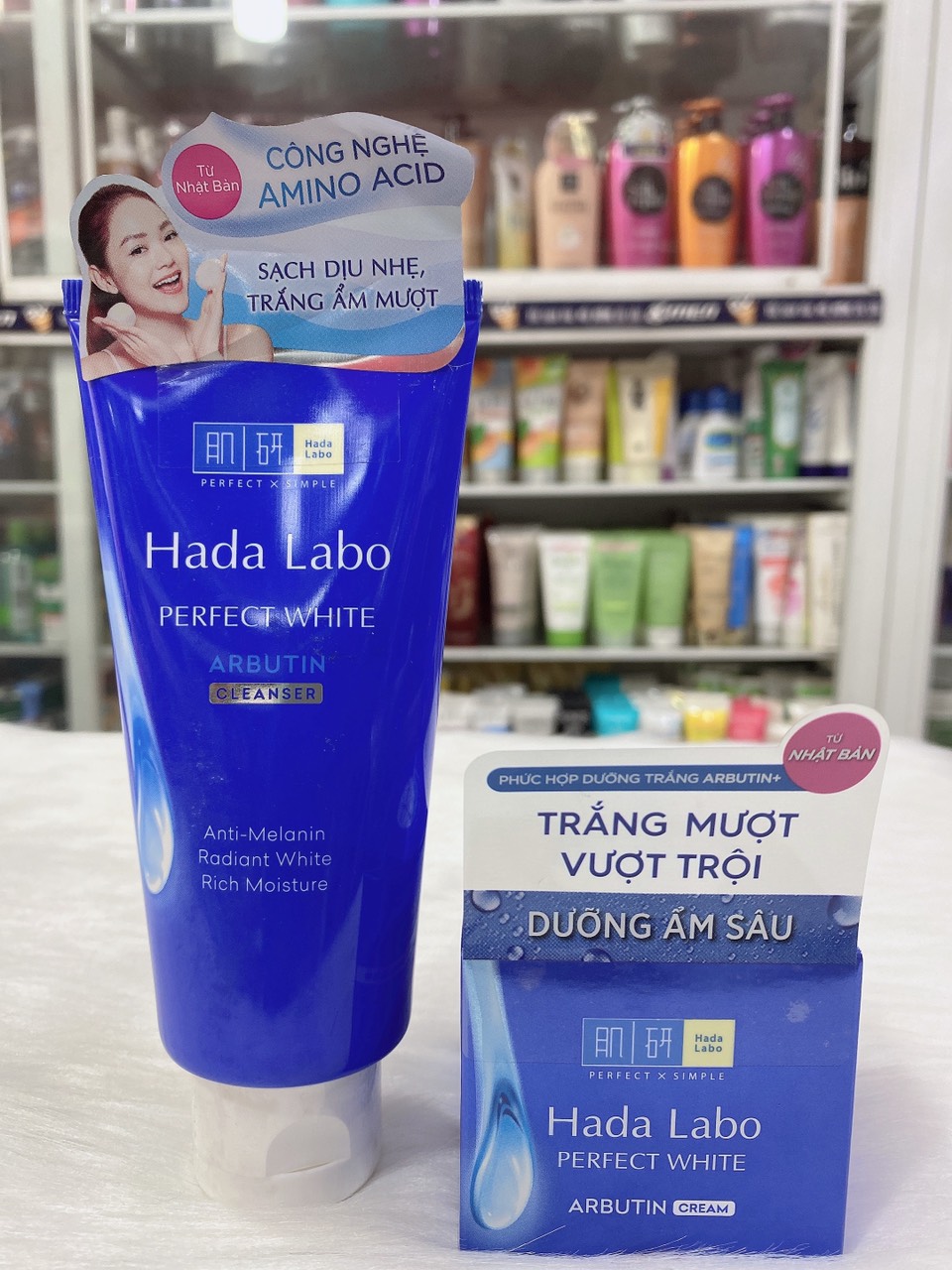 [HCM]COMBO HADALABO Sữa Rửa Mặt Hada Labo 80g +Kem Hada Labo Dưỡng Trắng Da 50g