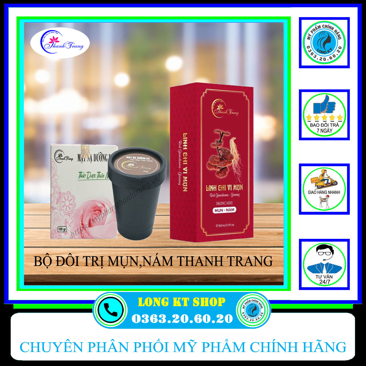 [THANH TRANG] BỘ ĐÔI 2 SẢN PHẨM  TÁI TẠO MỤN,THÂM,NÁM MỸ PHẨM THANH TRANG