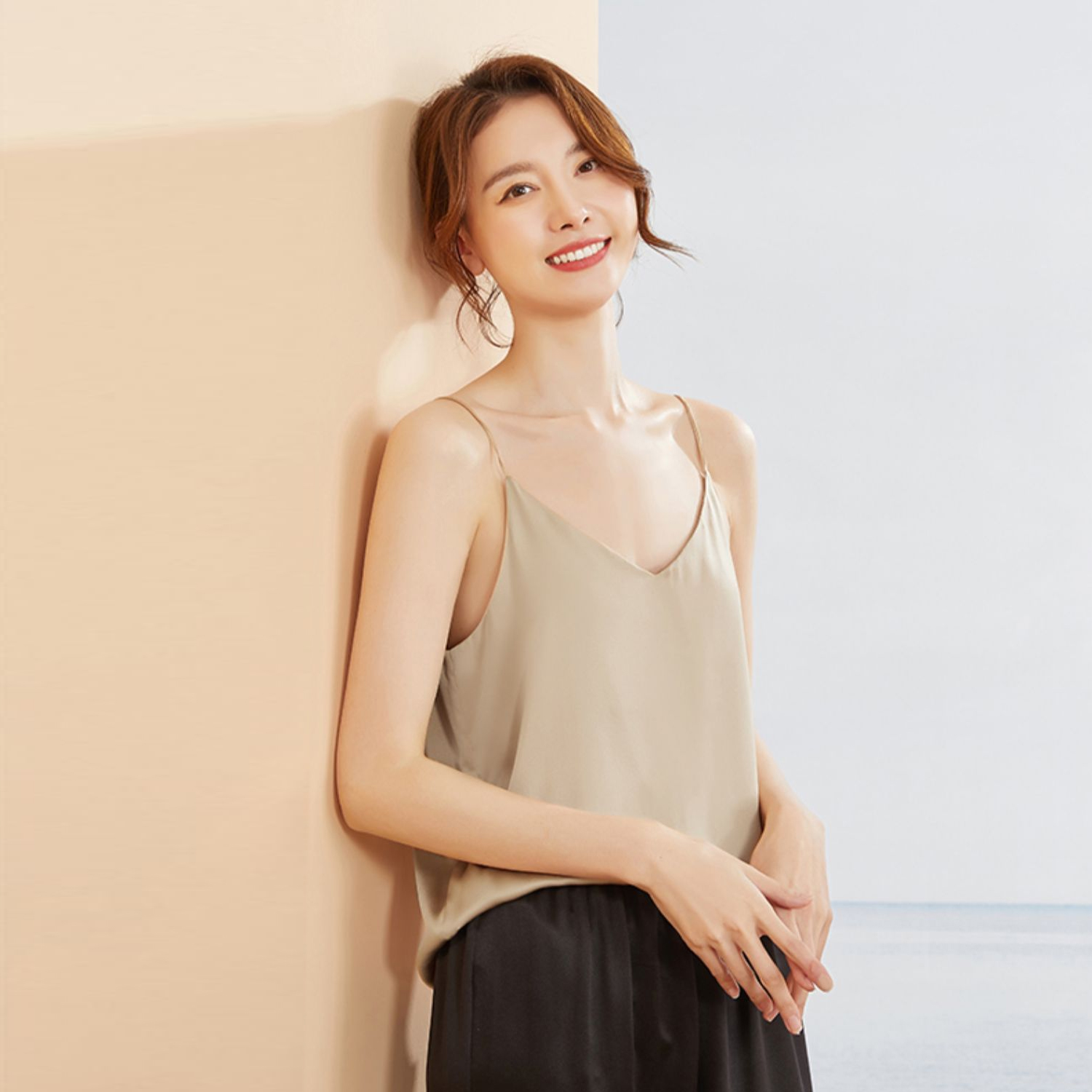 Bộ ngủ 2 dây, bộ đồ ngủ lụa nữ chất liệu vải latin mềm mại, không xù không nhăn THE1997