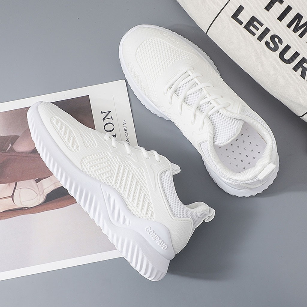 ▪  Giày Sneaker Nữ Nữ BUXINO17 Giày Thể Thao Nữ Trắng Độn Đế 6cm Cột Dây Cổ Thấp Chạy Bộ Đi Học Đi Chơi Size Từ 36 Đến 39