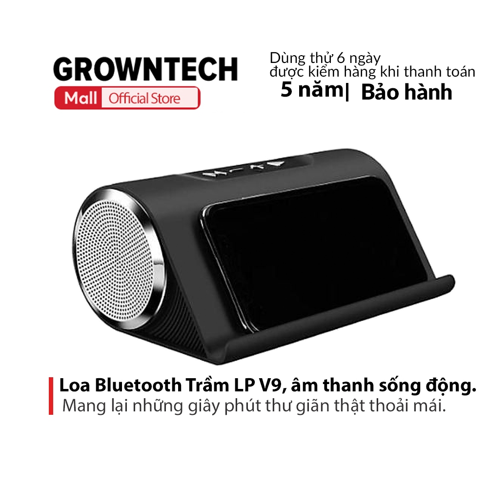 Loa bluetooth growntech lp-v9 siêu bass có giá đỡ điện thoại tiện lợi, dung lượng pin lớn super bass, 3 loa, âm thanh to cực hay, sang trọng