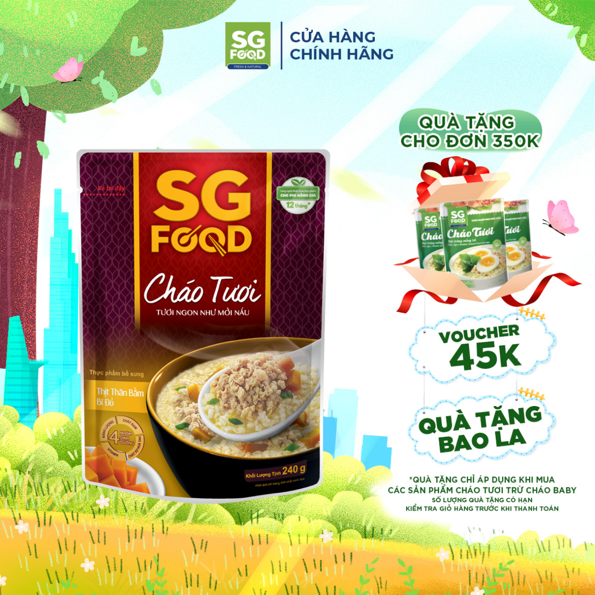 Cháo Tươi Sài Gòn Food Thịt Thăn Bằm & Bí Đỏ 240G