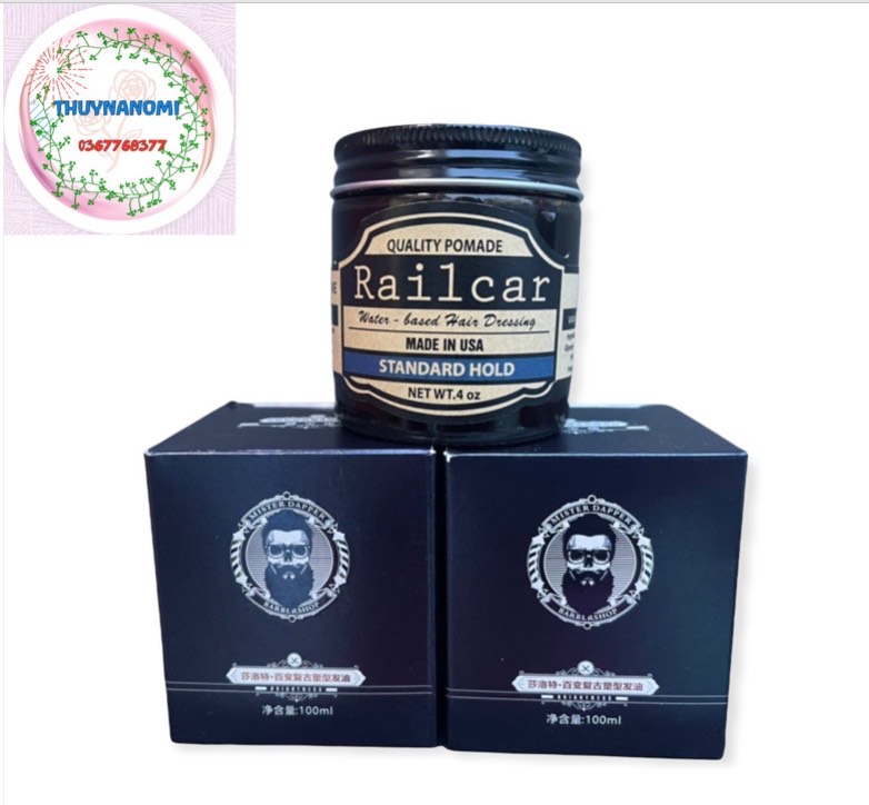 Sáp vuốt tóc Railcar Pomade, giữ nếp tốt, hương thơm, không bết rít, không bám bụi, thiết kế sang trọng _ THUYNANOMI
