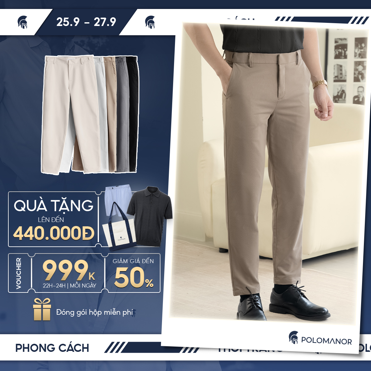 Quần dài nam SD Kaki gân Hàn Quốc chuẩn form tôn dáng sang trọng POLOMANOR