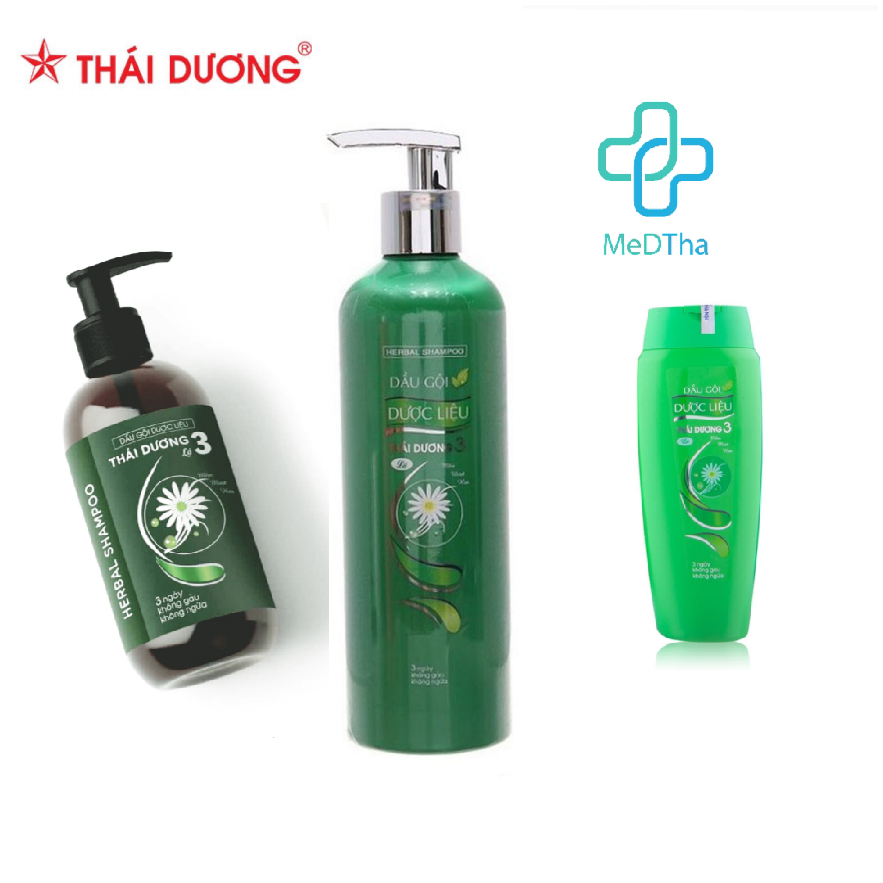 Dầu gội và Dầu xả Dược liệu Thái Dương 3 Hương lá (Loại 200ml, 480ml, 600ml) [Chính hãng]