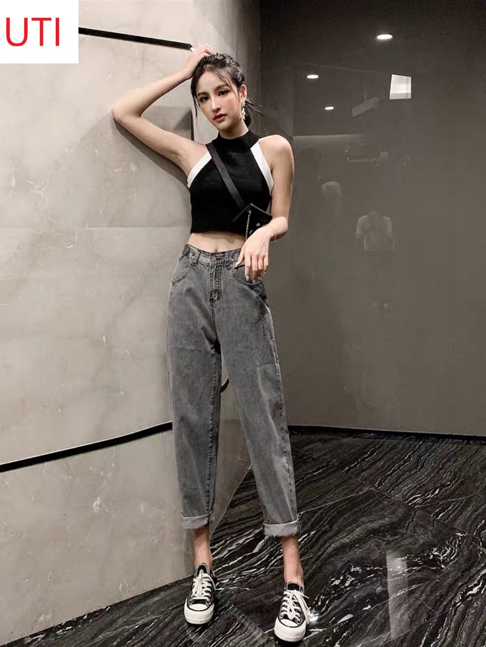 QUẦN JEAN NỮ LƯNG CAO KIỂU QUẦN BAGGY JEAN NỮ MÀU XÁM NHẠT UTI SIÊU CÁ TÍNH SIÊU PHONG CÁCH LÊN FORM CỰC ĐẸP CỰC DỄ PHỐI ĐỒ