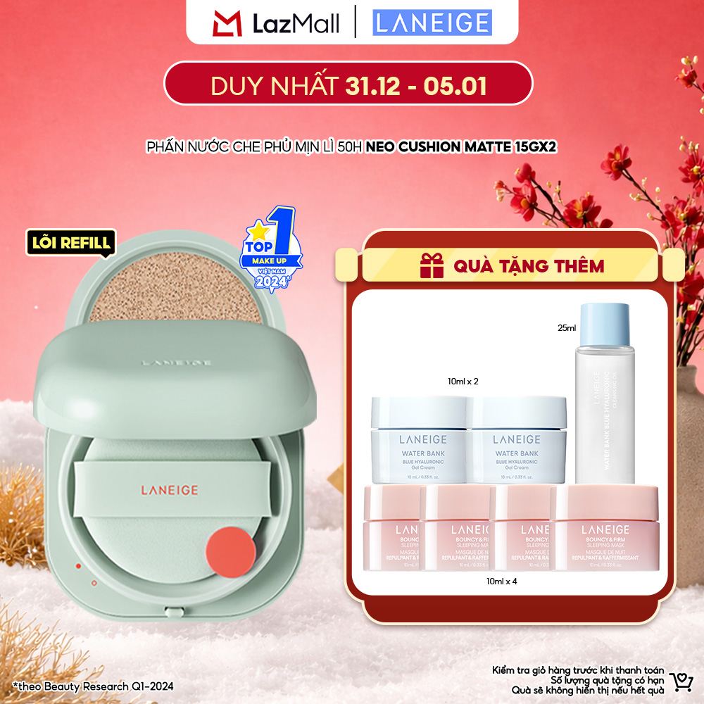  Phấn Nước Che Phủ Mịn Lì 50H Laneige Neo Cushion Matte 15G + Kèm Lõi 