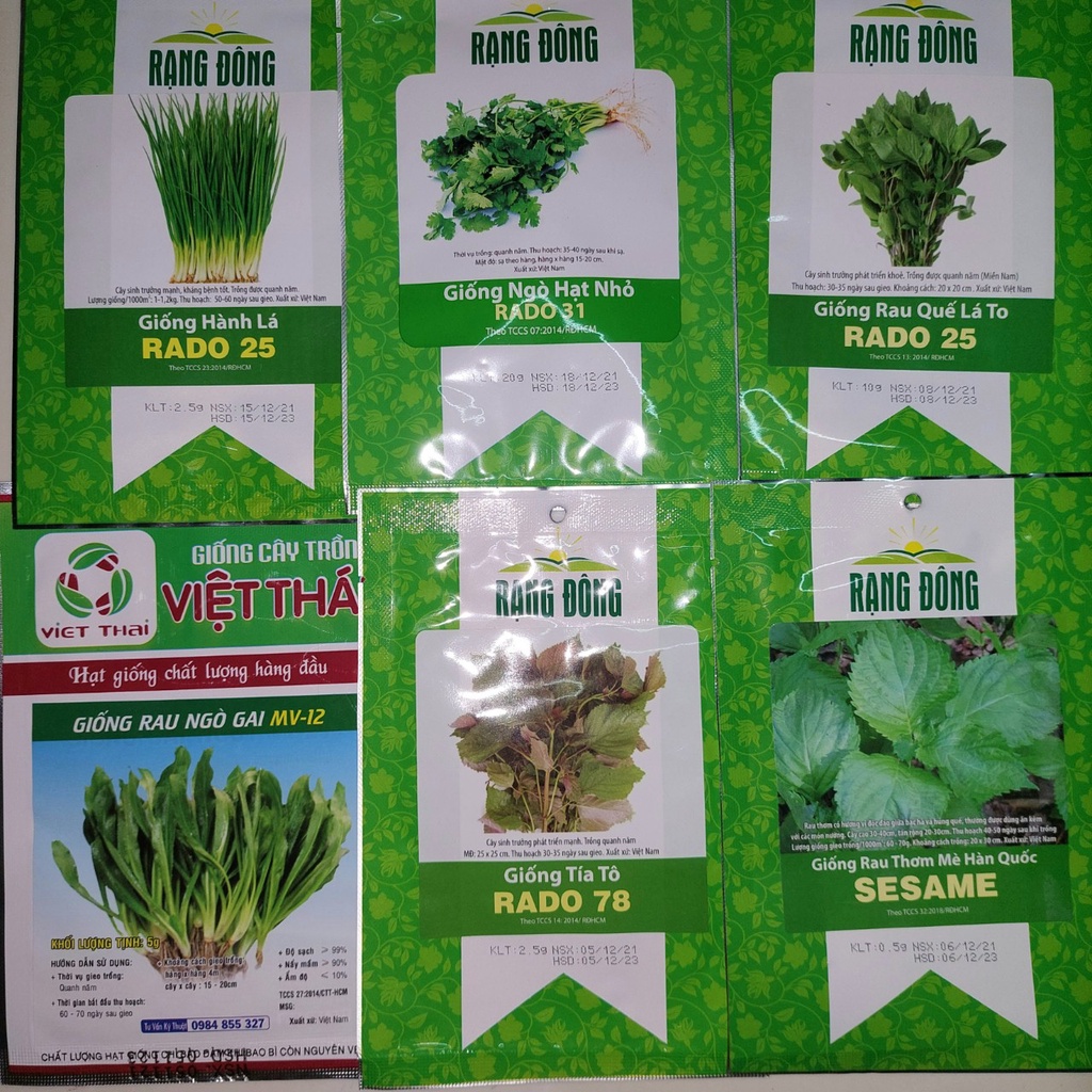 Combo 6 loại hạt giống rau thơm