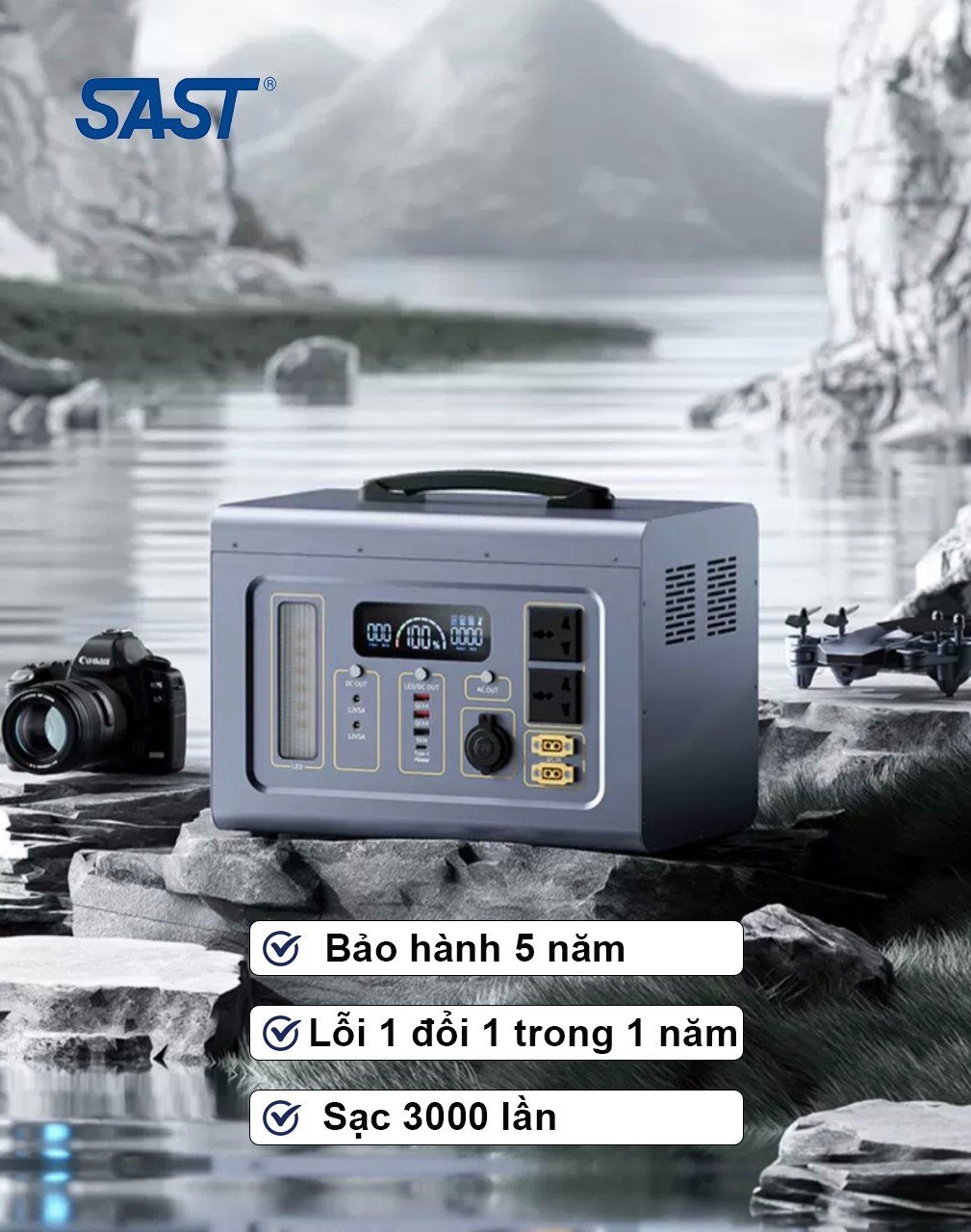 Trạm sạc dự phòng di động sast 350w, 700w, 1000w - sạc cho nhiều thiết bị 220v - pin dự phòng cho gia đình tương tự thương hiệu byd - trại ngoài trời trạm sạc dự phòng