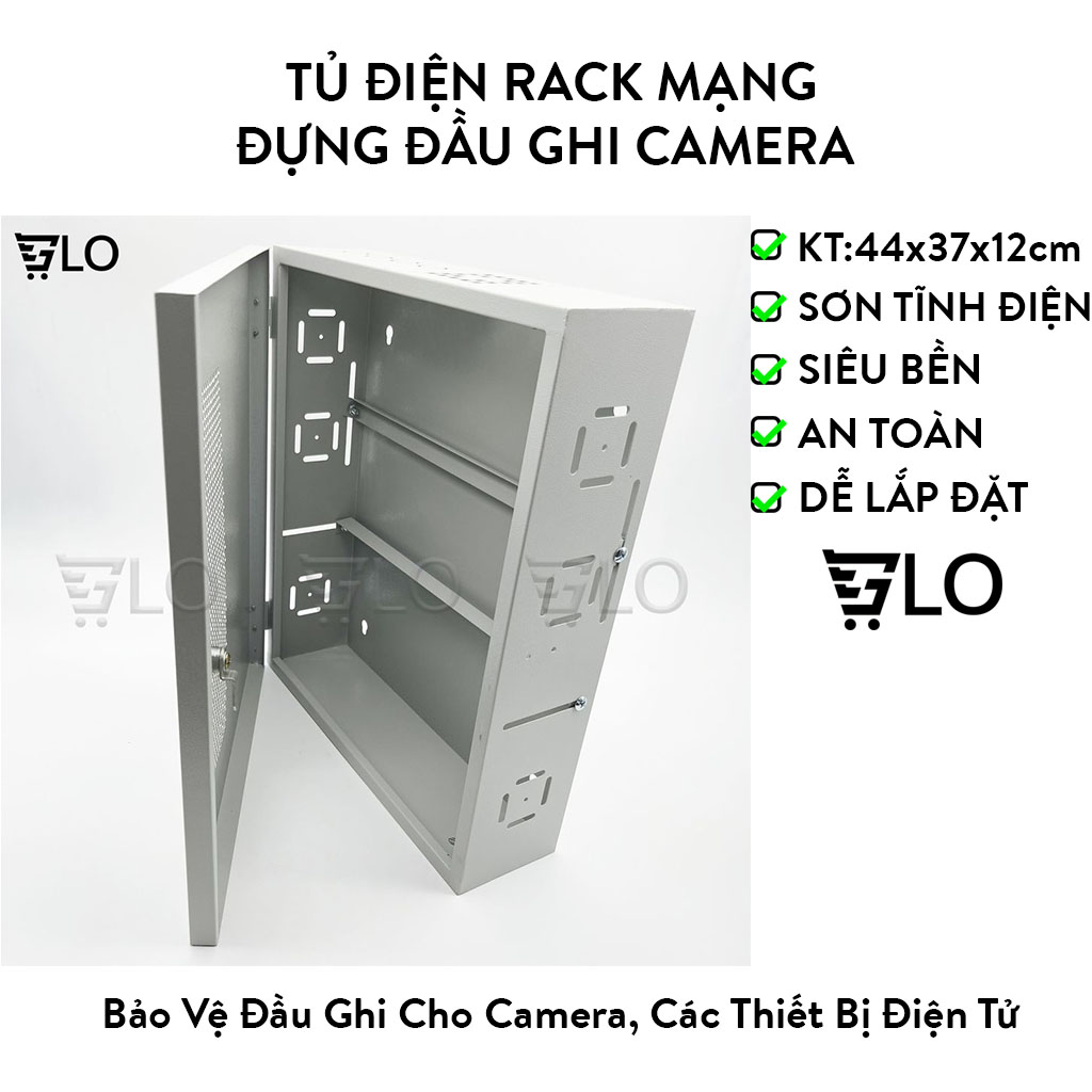 Tủ điện, rack mạng, đựng đầu ghi camera 44x37x12cm sơn tĩnh điện có khóa