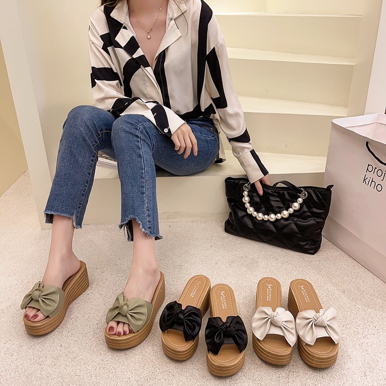 Dép xuồng nơ quai da mềm