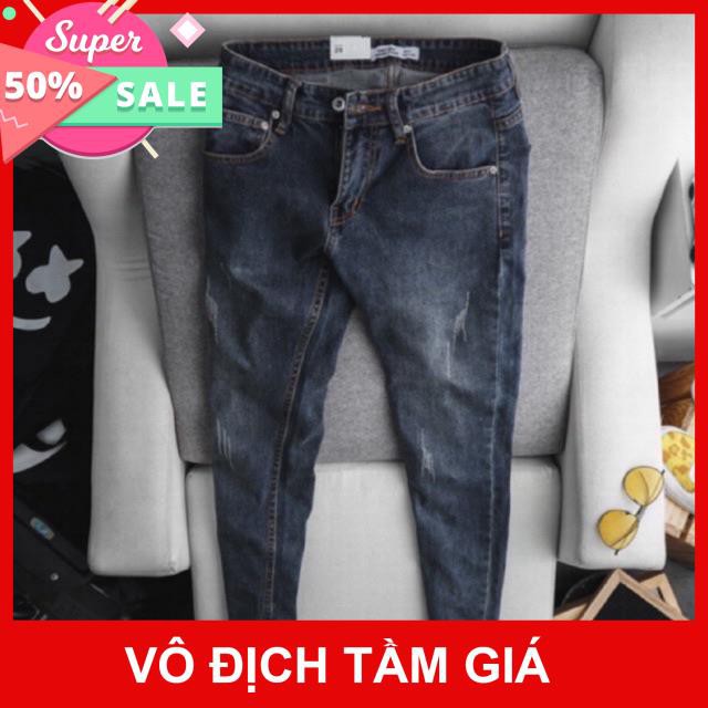Quần jean nam Jean co giãn nhẹ - form slim fit xanh xước
