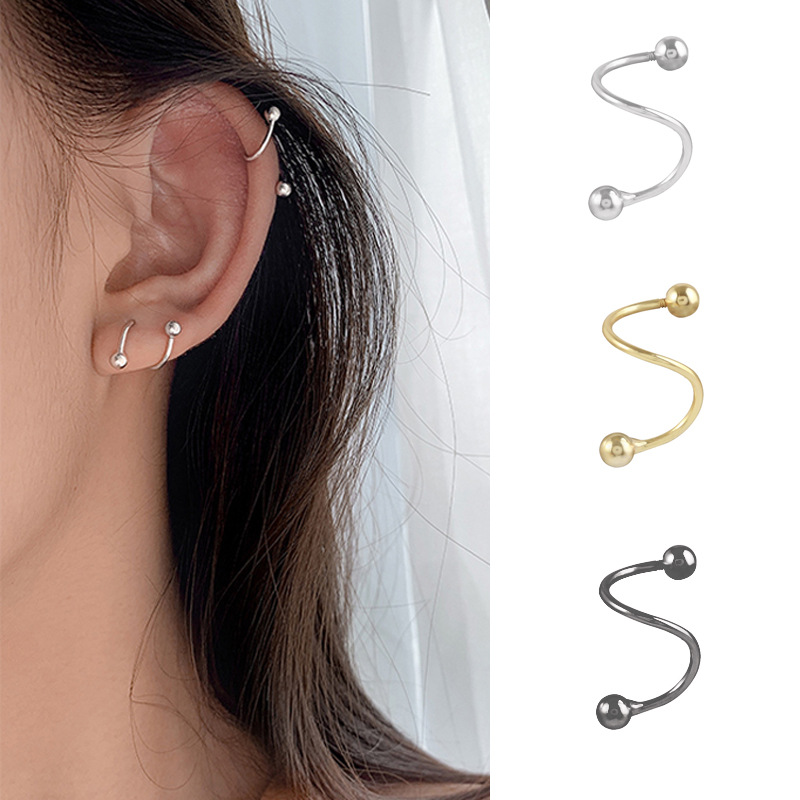 Bông tai/ khuyên tai bạc 925 nam nữ lò xo xoay có chốt vặn – ViVi_Gift