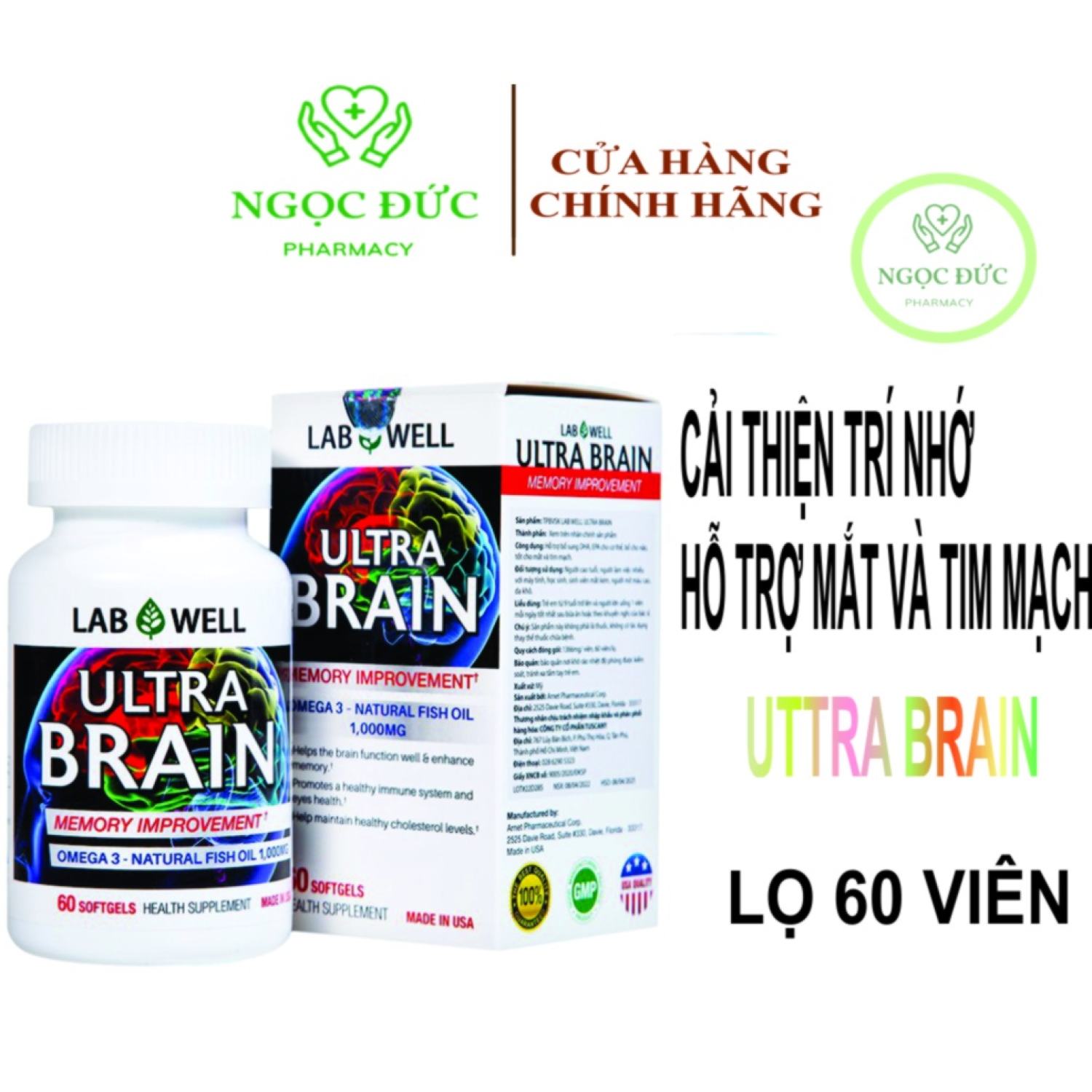 Oral tablets tonic brain ultra brain improve memory 60 tablets