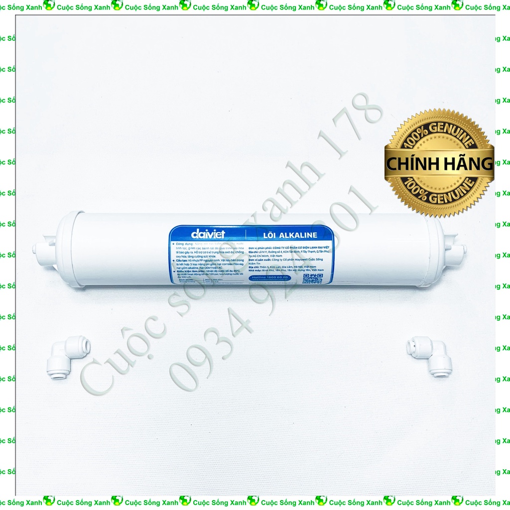 Lõi lọc nước Alkaline, Lõi bù khoáng Alkaline, tăng độ pH cho máy lọc nước RO, chính hãng Đại Việt