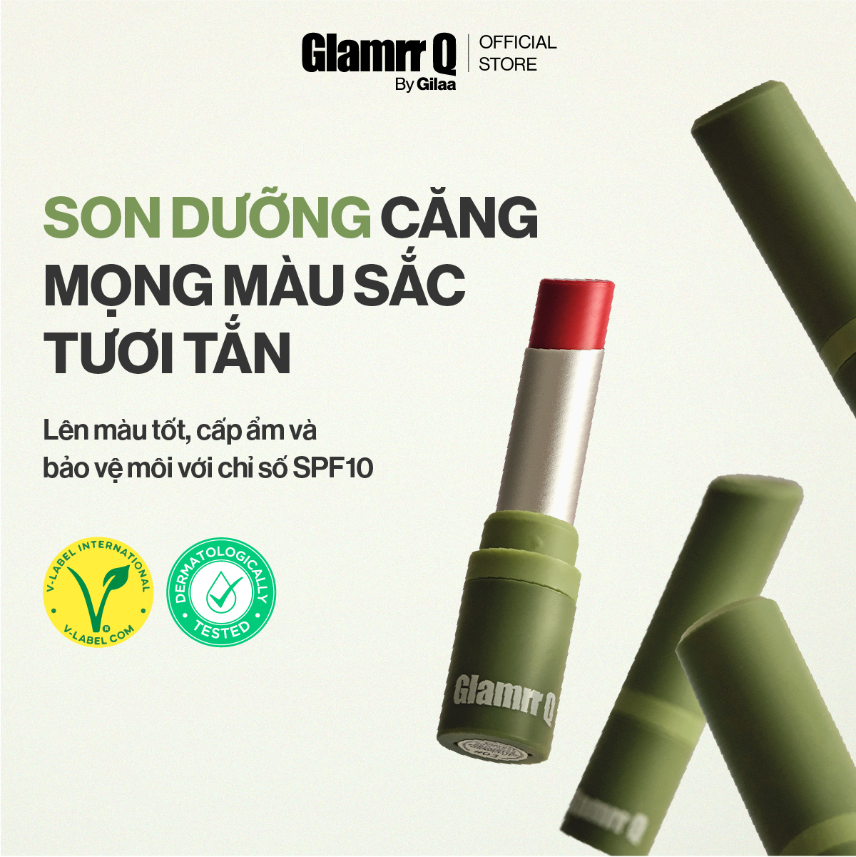 Siêu son dưỡng có màu thuần chay môi nhạy cảm glamrr q vegan super lip balm